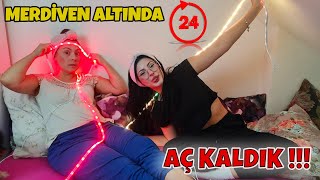 AÇ KALDIK !! 24 SAAT MERDİVEN ALTINDA KALMAK ! | EYLÜL LAL