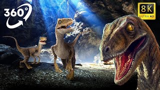 VR 360 Jurassic Baby RAPTOR dinosaur cave | Dino World Dominion