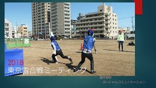 2018東京雪合戦ミーティング（雪合戦大会）創作集団マチダックス（東京都町田市）ＶＳ　昭和大学（東京都目黒区）第1セット　今回は初出場マチダックスと昭和大学の試合です。両チームのチームワークは？