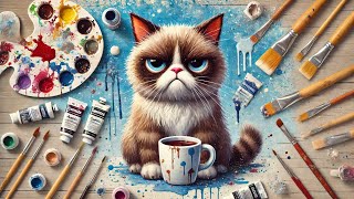 Acrylic Cat Painting | Рисую кота акрилом #AcrylicPainting #GrumpyCat #ArtProcess #PaintingTime