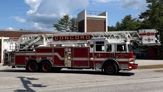 Concord, NH Fire Department Tower 1 and Utility 1 with boats responding!