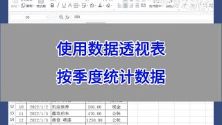 WPS Excel：使用数据透视表，按季度统计数据。#wps #excel