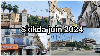 vlog\\ Balade à Skikda juin 2024 Philippeville Faubourg de l'espérance la place les arcades l'église