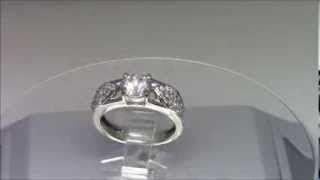 1.11 Carat F-VS2 Round Diamond Engagement Ring 14K White Gold 1.62 Carat Total