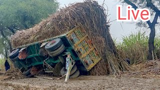 Tractor Sugarcane Load Trailer Culti Video | Tractor Trailer Stuck In Mud & Culti Video | Tractor