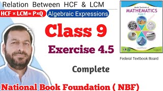 Class 9 Exercise 4.5  NBF Maths  Ex 4.5 Class 9th federal board FBISE Math national Book foundation