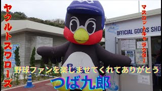 つば九郎　突然の悲報を聞きヤクルトスワローズの沖縄キャンプ地の浦添市にあるANA　BALL　PARK浦添へ行って来た！つば九郎神社の前は涙を浮かべながら手を合わせ御冥福をお祈りするファンが多く居ました