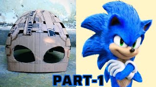 How To Make Sonic The Hedgehog Head With Cardboard | DIY Sonic Costume [ PART_1 ]