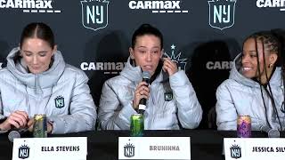 Press conference: Gotham FC's Ella Stevens, Jess Silva and Bruninha at media day