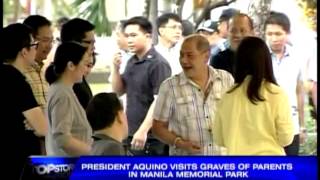 PNoy offers prayers before parents' tombs