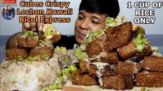 Crispy Cubes Lechon Kawali Bicol Express x 1 CUP OF RICE lang Mukbang