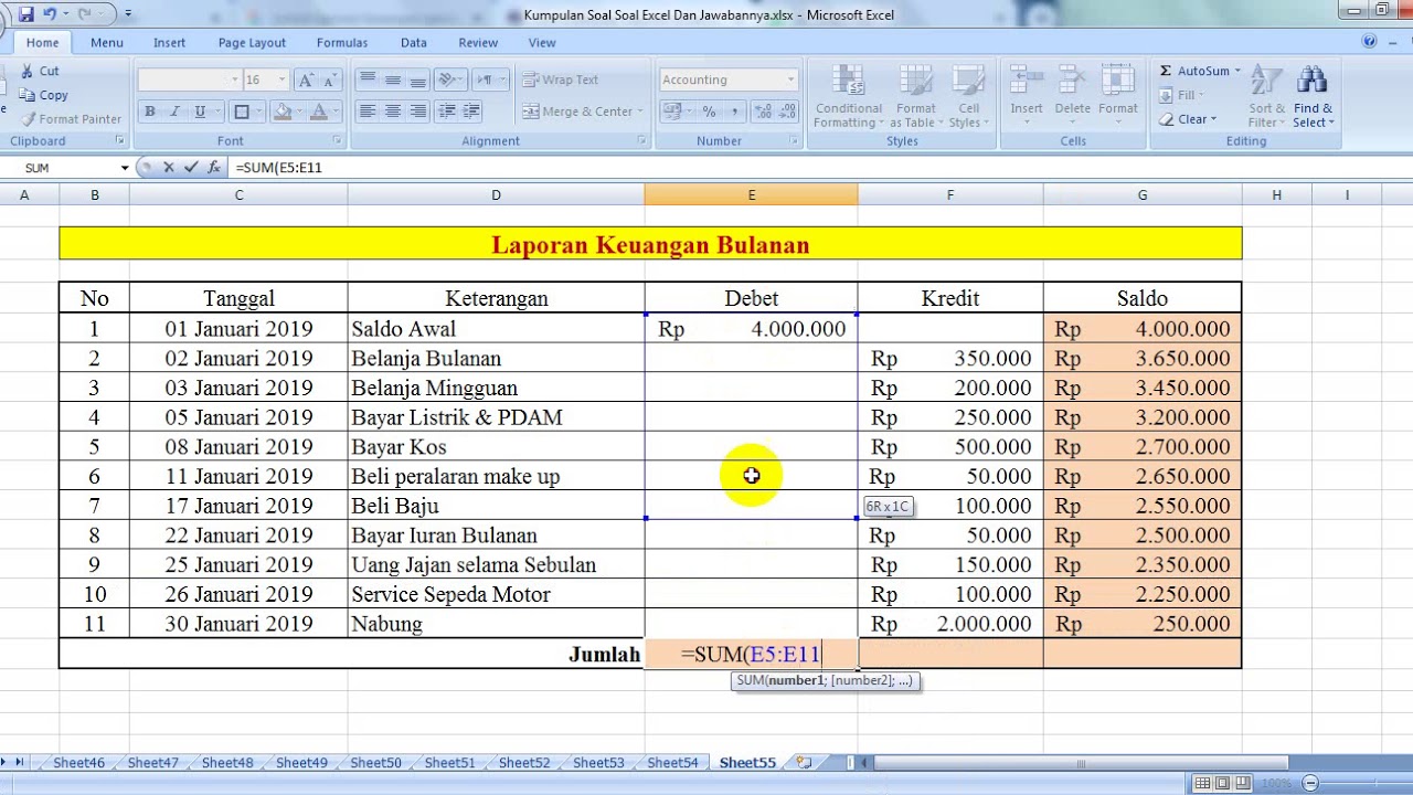 Cara Mudah Membuat Laporan Keuangan Sederhana Dengan Microsoft Excel ...