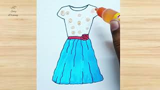 Dress drawing tutorial 👗 How to Draw a Girl/Girl Drawing/Gown design/Dress Design/Barbie Drawing