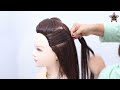 easy long hair hairstyle for wedding guest cute ponytail hairstyle with flower design hair look