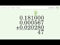 Long addition: Solve 0.181+0.000567+0.02028 step-by-step solution