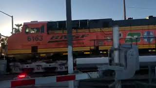 Rare BNSF train passes through Railroad crossing at Santa Ana station