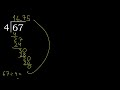 divide 67 by 4 decimal result . division with 1 digit divisors . long division . how to do