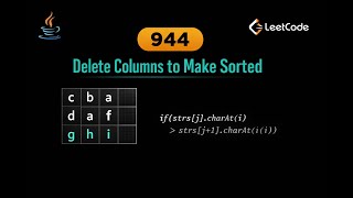 LeetCode 944: Delete Columns to Make Sorted | Java Solution | String Matrix Traversal