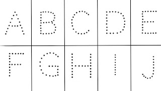 검정색 및 기타 색상으로 알파벳 A부터 J까지의 글자 쓰기 write the letters of the alphabet A to J in black and other colors