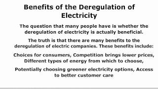 Deregulation of Electricity | Benefits of the Deregulation of Electricity