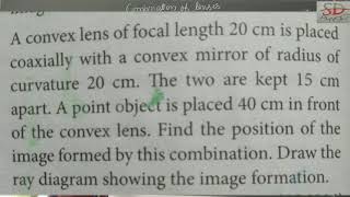 convex lens of focal length 20cm is placed coaxially with convex mirror of focal length 20cm.....