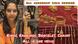 NAVARATNA JEWELLERS || All Age Group Gold Design || Earrings, Bracelet, Ring extra...#lightweight