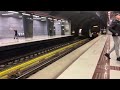 athens metro line 3 train departing from piraeus station