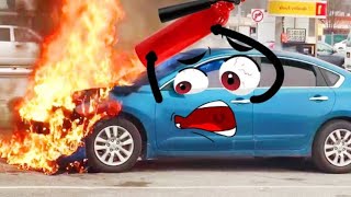 Doodle Car Catches Fire   The Car Is on Fire!   Woa Doodles ; MY CAR catches FIRE in illegal race
