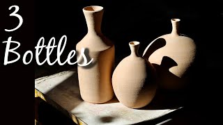 Throwing Three Bottle Forms On The Pottery Wheel