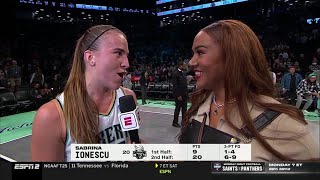 Sabrina Ionescu After RECORD-SETTING 7 Threes |  NY Liberty Win vs Washington Mystics, WNBA Playoffs