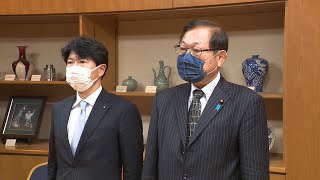 鳥インフルエンザ発生受け　農林水産大臣政務官と伊原木知事が意見交換　岡山