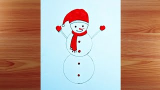 How to draw Snow Man Easy step by step||Christmas Drawings||Easy Drawing ideas for Beginners and