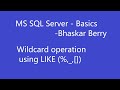 SQL Basics - SQL Wildcard Operator || LIKE|| %|| _