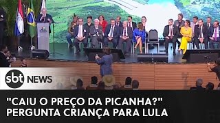Criança interrompe discurso de Lula em Itaipu: "Caiu o preço da picanha?"