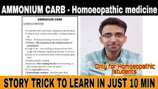 AMMONIUM CARB - Homoeopathic medicine, Story trick to learn Ammonium carb