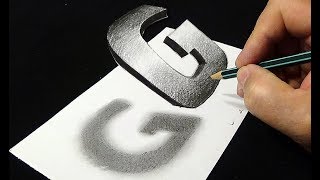 How to Draw 3D Letter G - Anamorphic Illusion by Vamos
