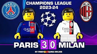 PSG vs Milan 3-0 • Champions League 2023/24 • All Goals & Highlights in Lego Football (Paris Milan)