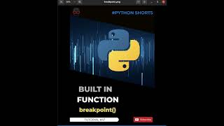 Python inbuilt(predefined) functions #47 #shorts - breakpoint()