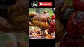 The most delicious whole chicken roast on fire - camping roast chicken #shorts