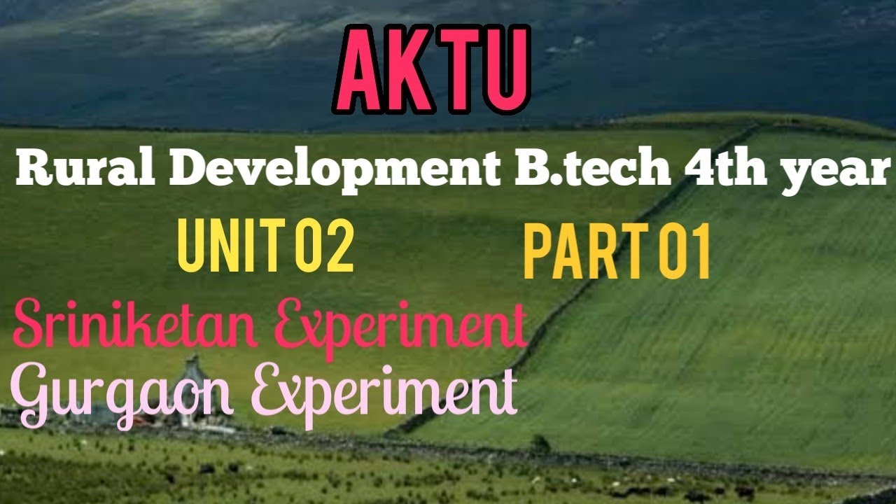 Rural Development Unit 02 (part 01) Aktu Rural Development B. Tech 4th ...