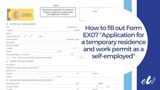 🖊 How to fill out Modelo EX07 Application for a temporary residence and work permit a self-employed