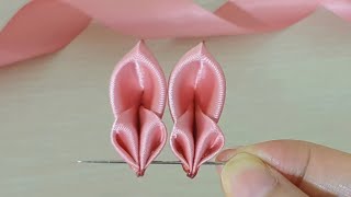 Amazing Ribbon Flower Work - Hand Embroidery Flowers Design - Sewing Hacks - DIY Easy Flower Making