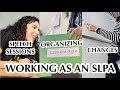 WORKING AS AN SLPA / speech sessions, changes, organization, and resources