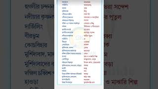 পশ্চিম বঙ্গের কোন জেলা কিসের জন্য বিখ্যাত #gk #kpconstablegk #staticgk