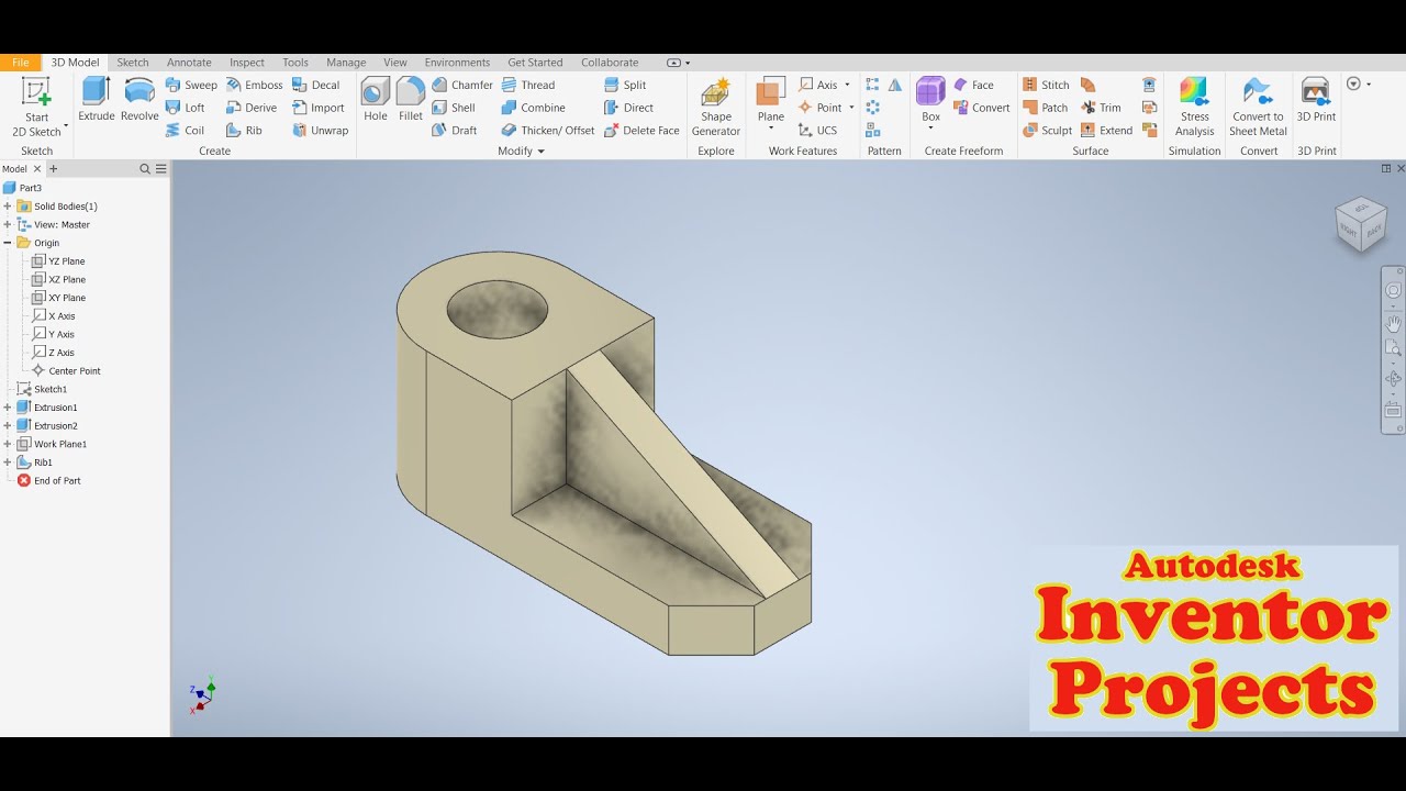 Autodesk Inventor Tutorial Model 6 - YouTube