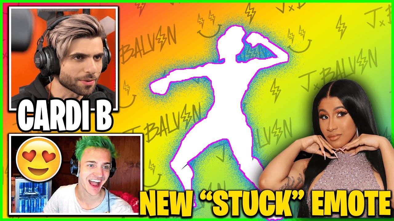 Streamers React To Stuck Cardi B Emote In Fortnite Item Shop - YouTube