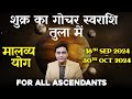 VENUS TRANSIT IN LIBRA FROM 18th SEPTEMBER FOR ALL ASCENDANT