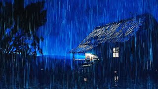 Night Storm Rain at Bustling Restaurant, Heavy Rain & Strong Winds with Thunder Sounds for Sleeping