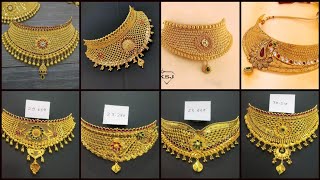 22K Beautiful Gold Choker Necklace 2025 | Latest Bridal Gold Short Necklace Design