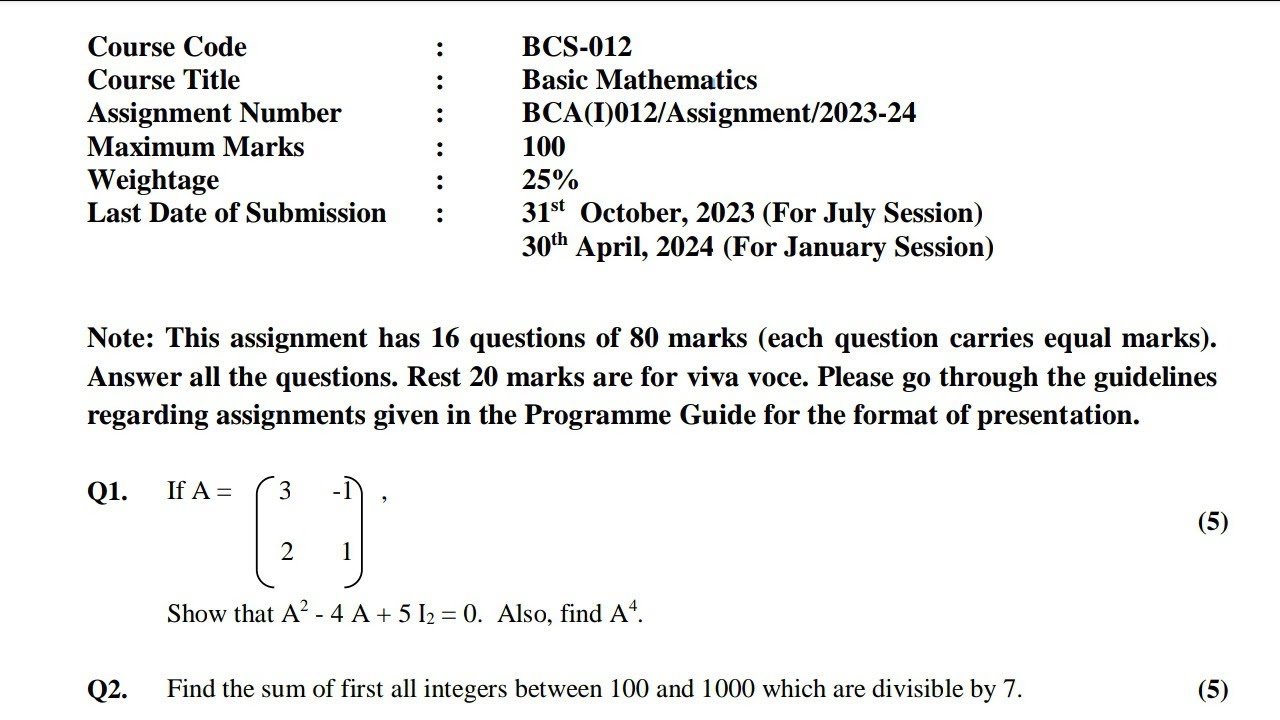 BCS-012 Solved Assignment July 2023-January 2024 | IGNOU BCA First ...